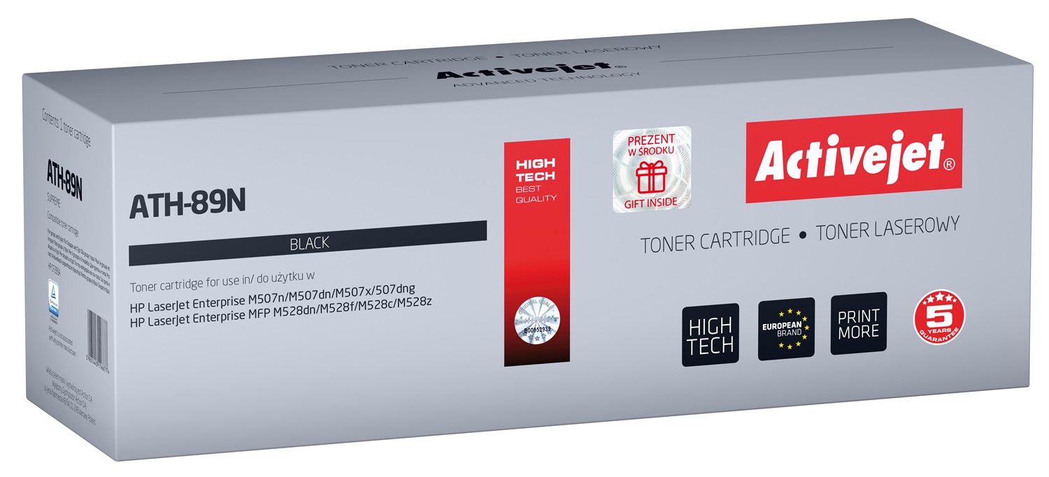 Activejet ATH-89N Toner per Stampanti HP CF289A con Chip Supremo - 5000 Pagine, Nero