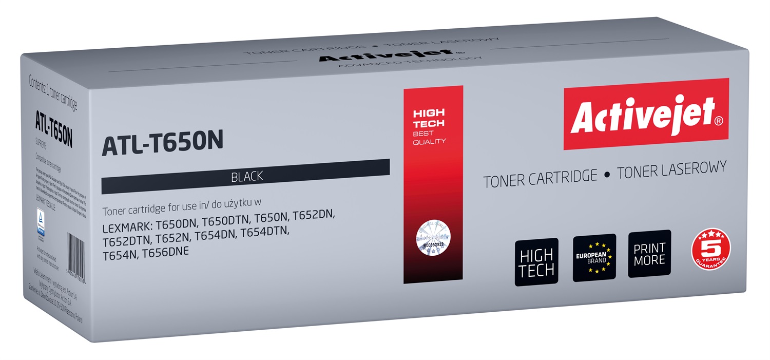 Activejet ATL-T650N Toner Compatibile per Stampanti Lexmark T650A11E - Nero, 6000 Pagine, 1 Pz