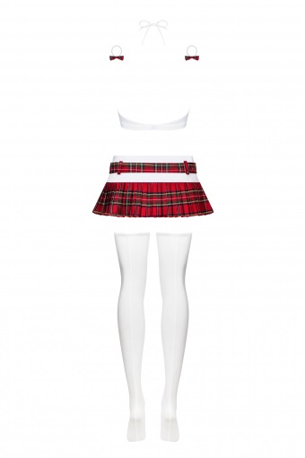 Obsessive Schooly Costume da Studentessa Sexy 5 Pezzi - Set Lingerie Rosso e Bianco in Elastan e Poliestere