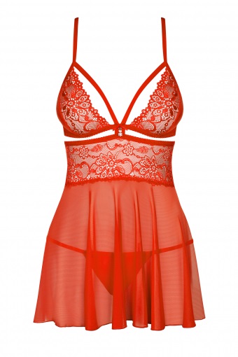 Obsessive Babydoll Rosso con Pizzo e Perizoma - S/M, Sexy e Romantico