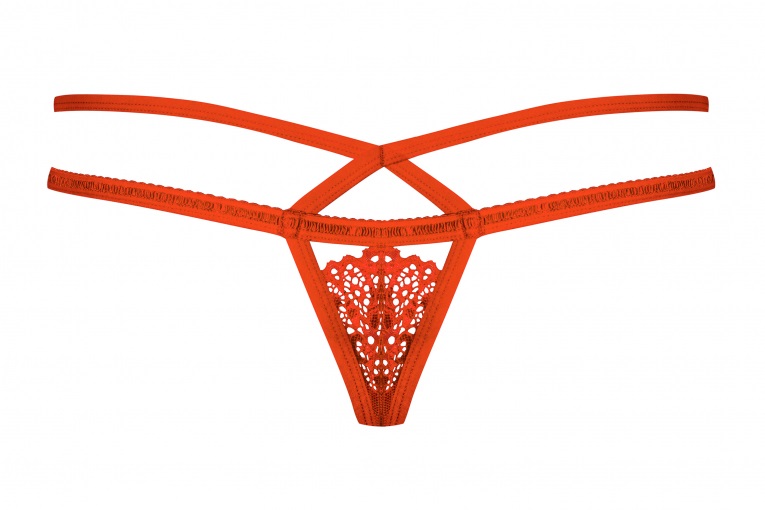 Obsessive 838-THO-3 Perizoma Sexy in Pizzo Rosso S/M con Doppie Stringhe e Fiocco Decorativo