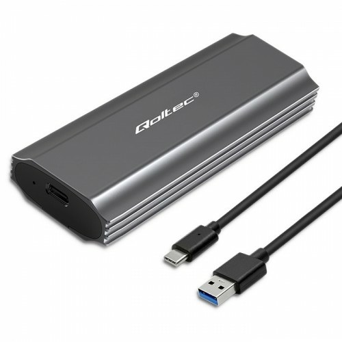 Qoltec Custodia Esterna per SSD M.2 - Compatibile con SATA e NVMe, USB C, Grigia
