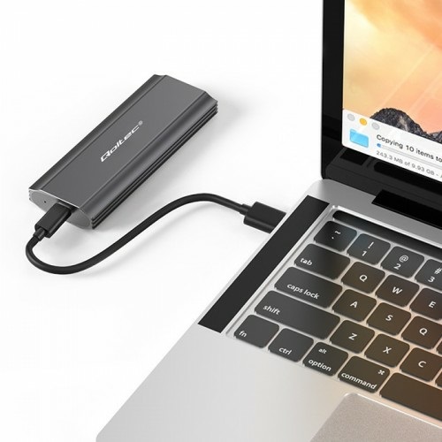 Qoltec Custodia Esterna per SSD M.2 - Compatibile con SATA e NVMe, USB C, Grigia
