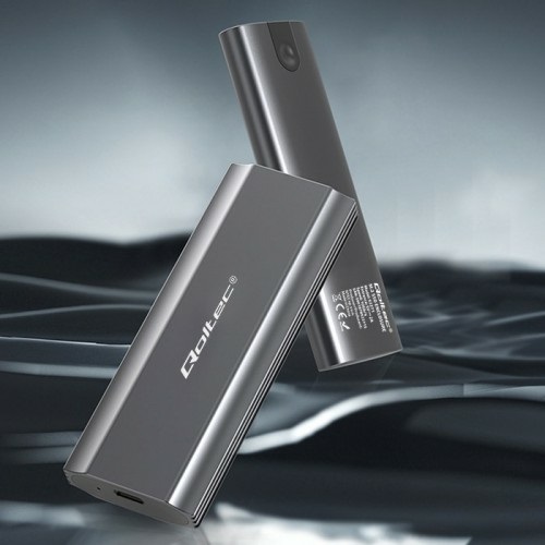 Qoltec Custodia Esterna per SSD M.2 - Compatibile con SATA e NVMe, USB C, Grigia