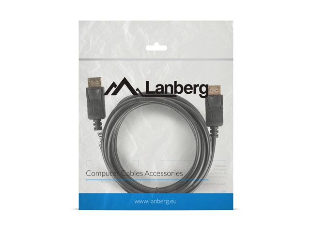 Lanberg CA-DPDP-10CC-0030-BK Cavo DisplayPort 4K Maschio a Maschio 3 m Nero