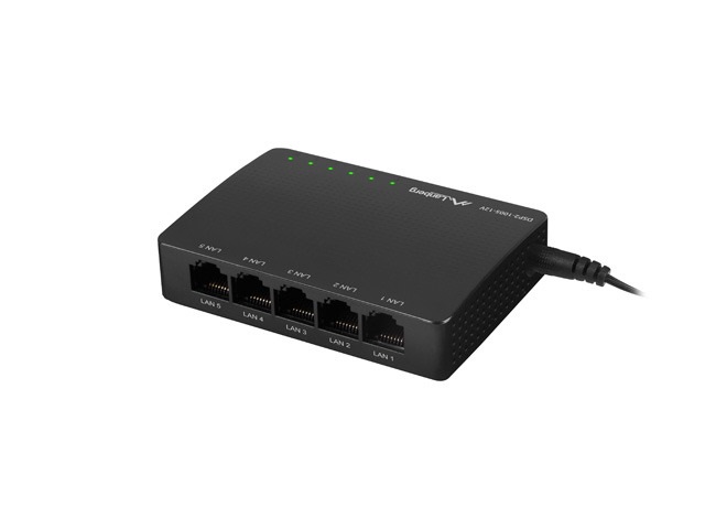 Lanberg DSP2-1005-12V Switch di Rete Non Gestito Gigabit Ethernet 5 Porte RJ-45 1000 Mbps Nero