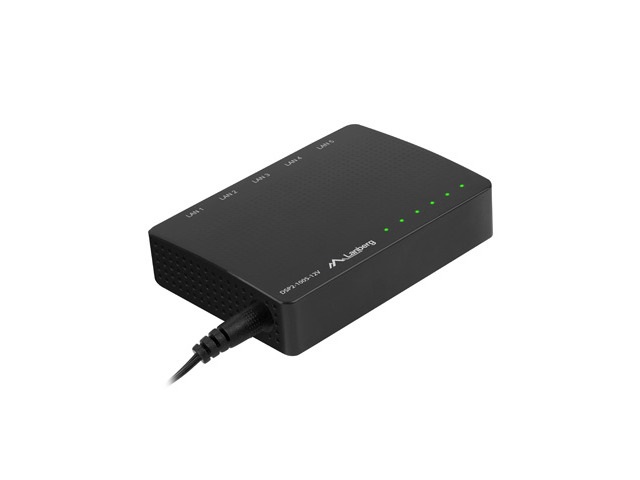 Lanberg DSP2-1005-12V Switch di Rete Non Gestito Gigabit Ethernet 5 Porte RJ-45 1000 Mbps Nero
