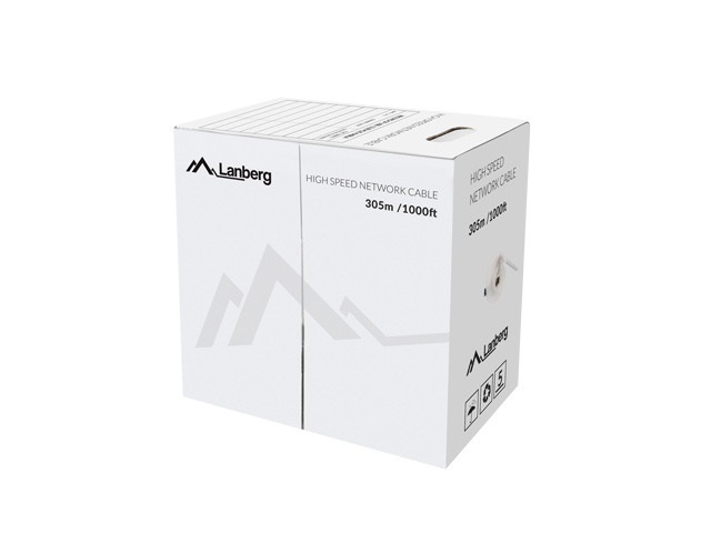 Lanberg Cavo di Rete Rigido UTP Categoria 6 Grigio 305 m Cat6 U/UTP