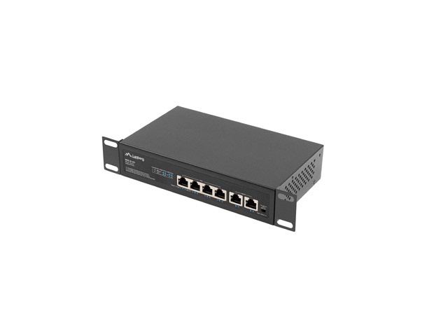 Lanberg RSFE-4P-2FE-60 Switch di rete Non gestito Fast Ethernet (10/100) con 6 porte, Supporto Power over Ethernet (PoE), Montaggio Rack 1U