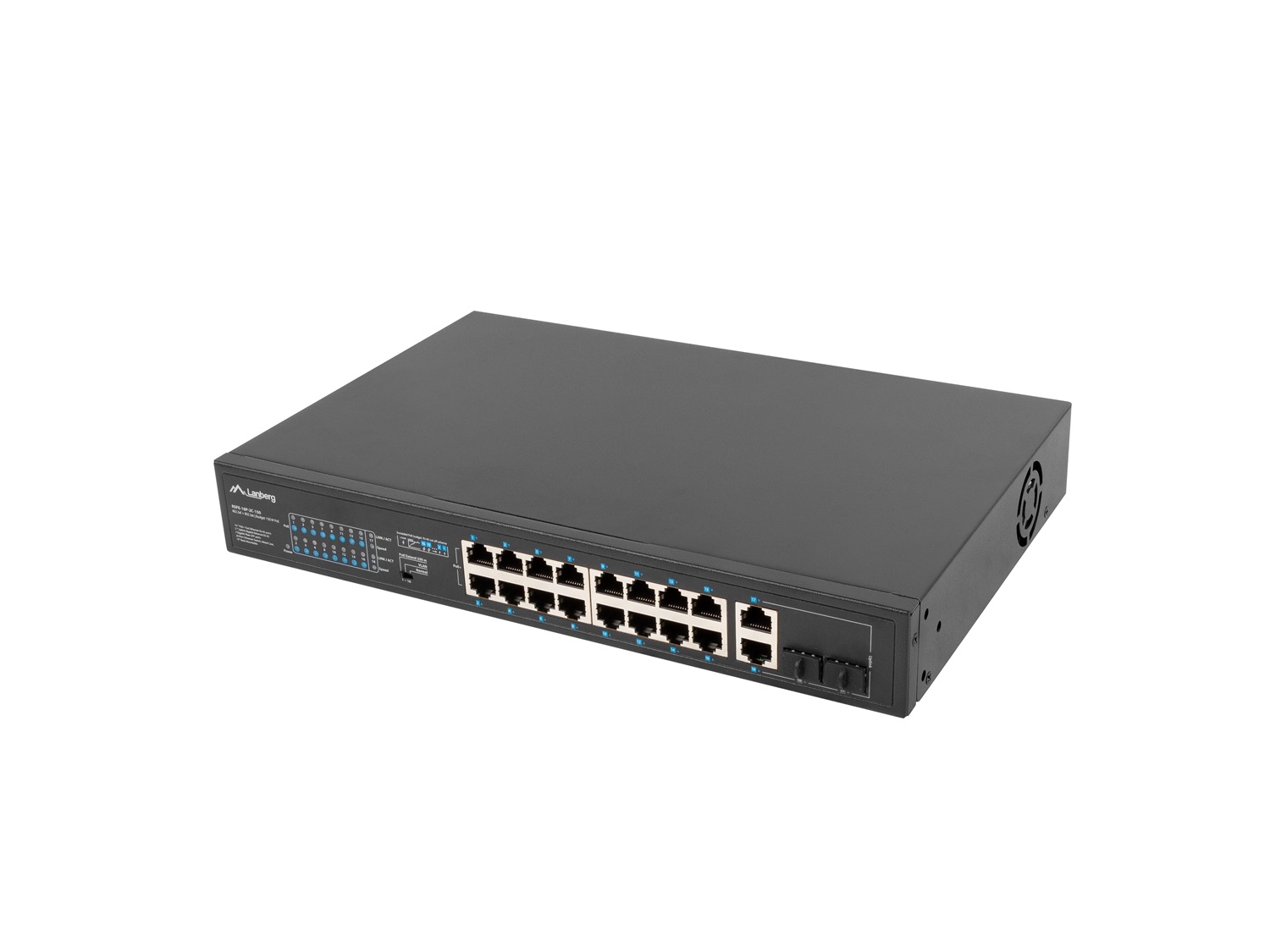 Lanberg RSFE-16P-2C-150 Switch di rete Non gestito Gigabit Ethernet 16 x POE Power over Ethernet (PoE) Rack 1U Nero 150W