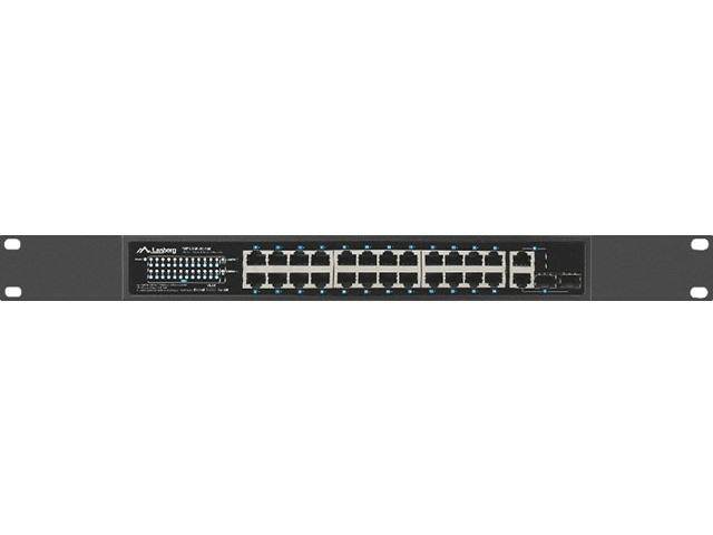 Lanberg RSFE-24P-2C-360 Switch di Rete Non Gestito Gigabit Ethernet 24 Porte 100MB 2 Porte Combo con Supporto Power over Ethernet (PoE ) 1U Nero