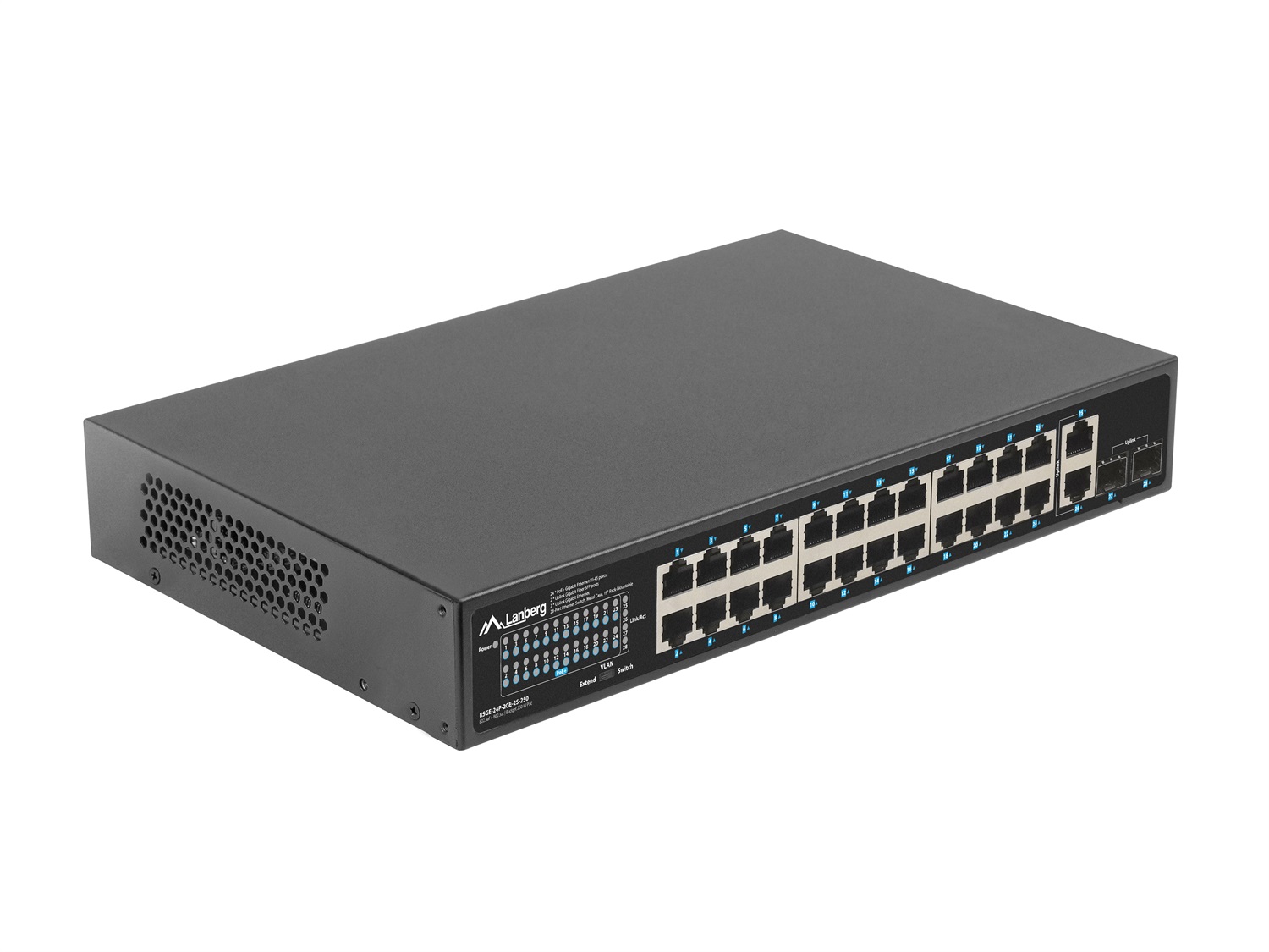 Lanberg RSGE-24P-2GE-2S-250 Switch di Rete Non Gestito 24 Porte Ethernet 1GB POE 2 SFP Rack 19