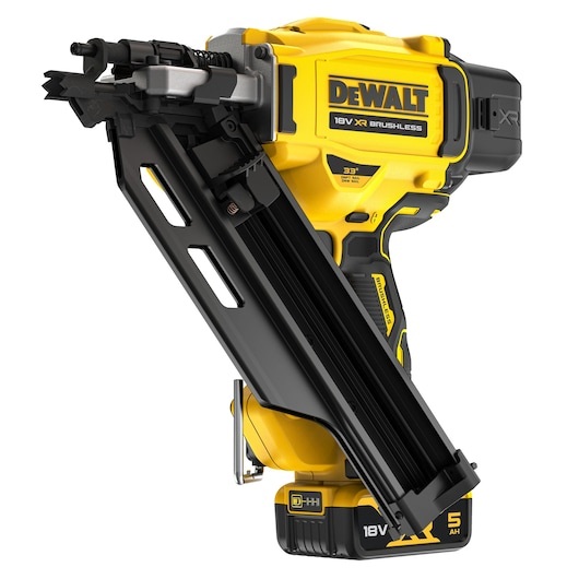 DEWALT Chiodatrice per Intelaiatura 18V XR Brushless con 2 Batterie da 5AH - Potente e Efficiente
