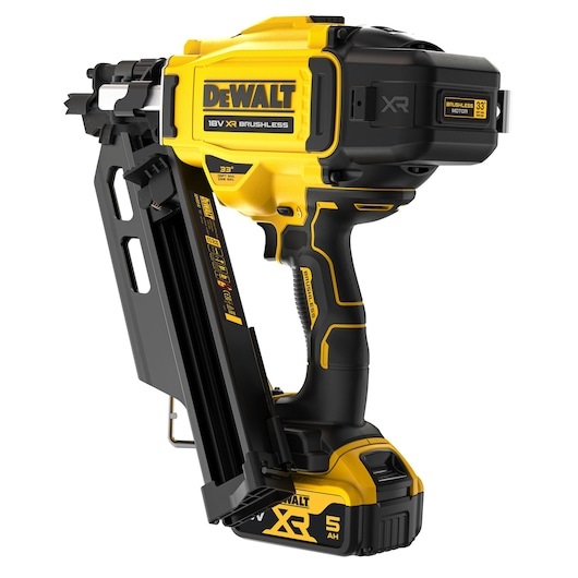 DEWALT Chiodatrice per Intelaiatura 18V XR Brushless con 2 Batterie da 5AH - Potente e Efficiente