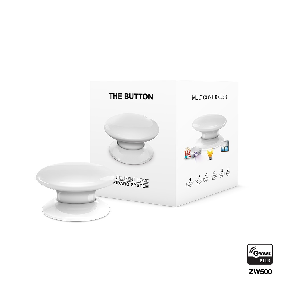 FIBARO FGPB-101-1 Pulsante di Allarme Wireless Z-Wave Plus Bianco - Controllo di Scena e Antipanico
