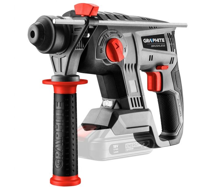 GRAPHITE Martello Perforatore a Batteria Energy 18 V, 2,2 J, Leggero e Compatto con Fodera SDS-Plus