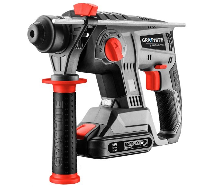 GRAPHITE Martello Perforatore a Batteria Energy 18 V, 2,2 J, Leggero e Compatto con Fodera SDS-Plus