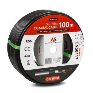 Maclean MCTV-477 Cavo Coassiale RG6 100M per Antenne - Materiale 1.0CU, 4.6FPE, AL/P