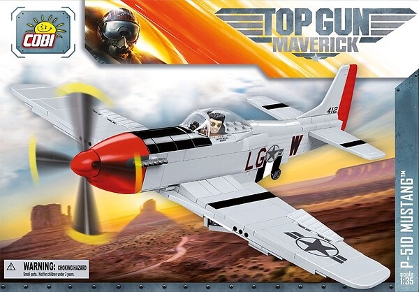 COBI P-51D Mustang - Kit di costruzione in scala 1/35, 265 mattoncini, colore argento, compatibile con altre marche