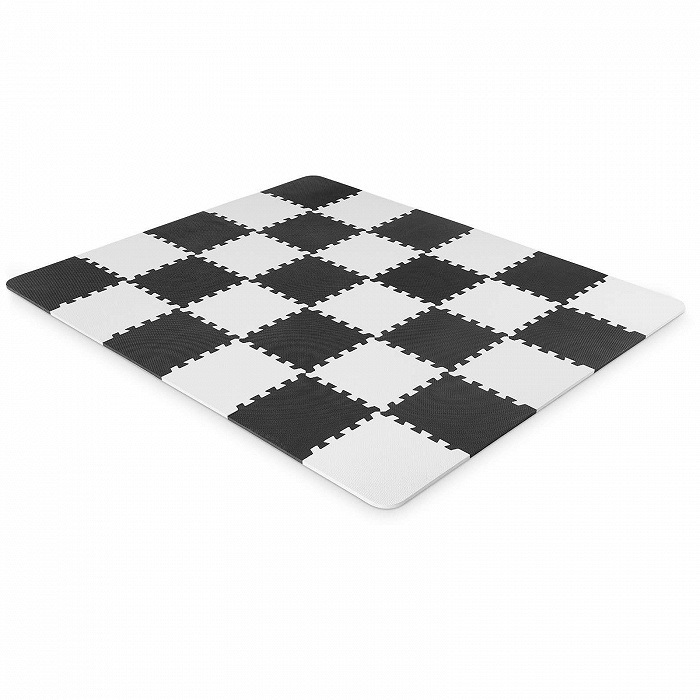 Kinderkraft Palestrina Interattiva LUNO - Tappetino in Schiuma Multifunzionale, Puzzle da 30 Pezzi, Morbido e Educativo per Bambini da 10 Mesi, Dimensioni 150 x 180 cm, Nero e Bianco
