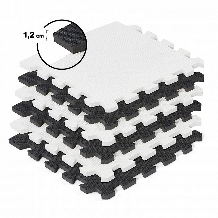 Kinderkraft Palestrina Interattiva LUNO - Tappetino in Schiuma Multifunzionale, Puzzle da 30 Pezzi, Morbido e Educativo per Bambini da 10 Mesi, Dimensioni 150 x 180 cm, Nero e Bianco