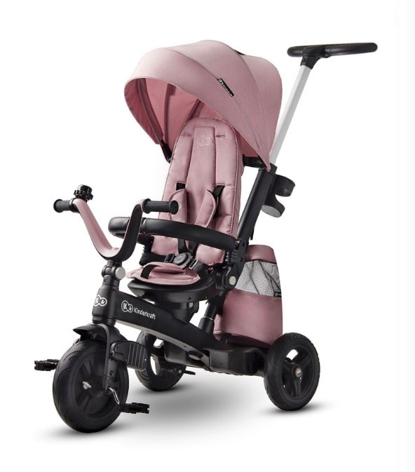 Kinderkraft Triciclo Evolutivo EASYTWIST Rosa - Da 9 Mesi a 5 Anni con Maniglione e Sedile Girevole CLICK&TWIST
