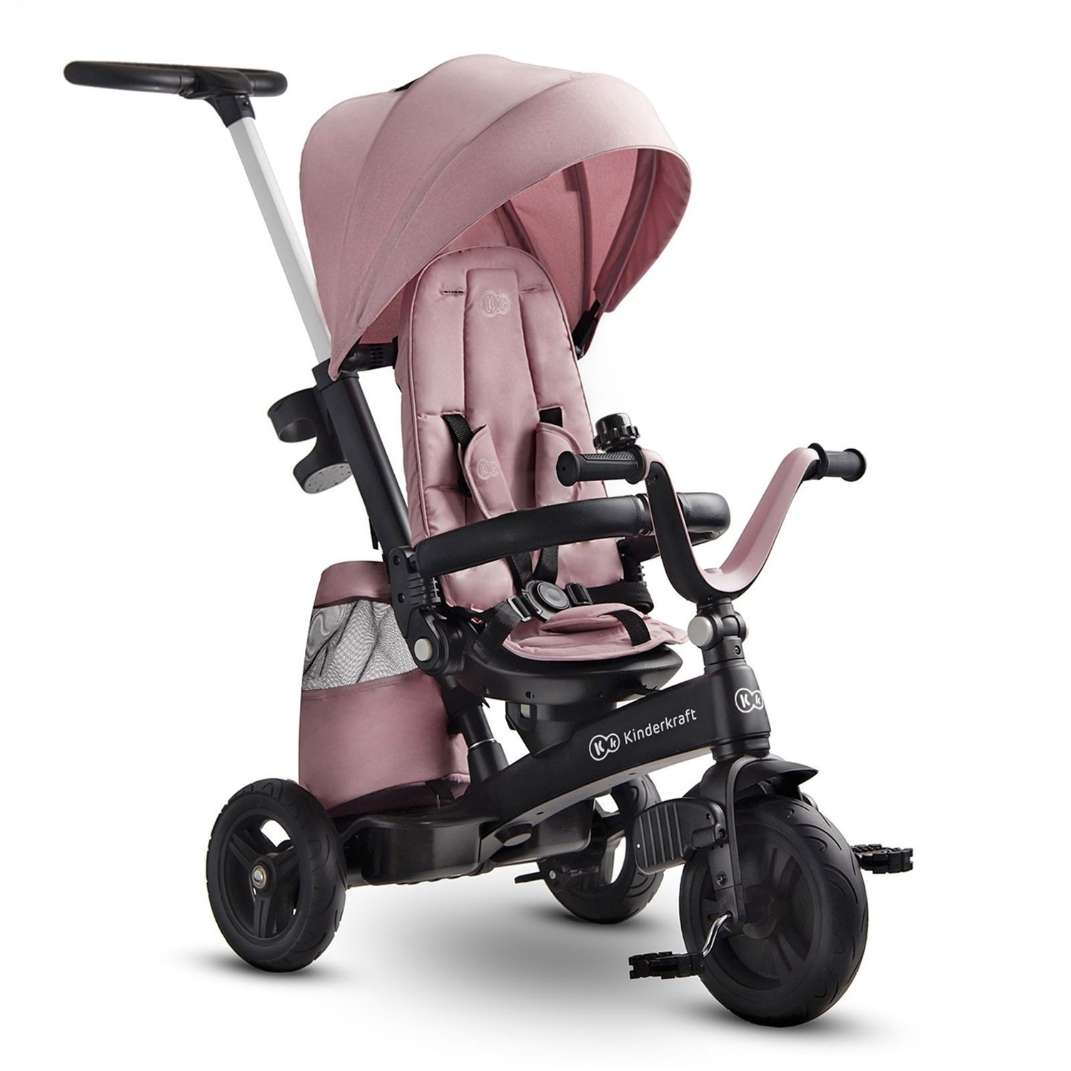 Kinderkraft Triciclo Evolutivo EASYTWIST Rosa - Da 9 Mesi a 5 Anni con Maniglione e Sedile Girevole CLICK&TWIST