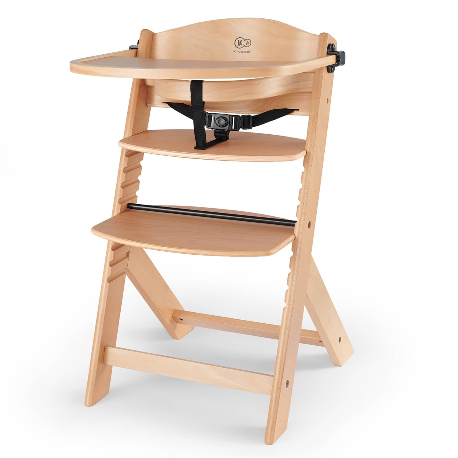 Kinderkraft ENOCK Seggiolone Pappa in Legno Naturale - Evolutivo, Multifunzionale, Ergonomico, Altezza Regolabile, da 6 Mesi a 10 Anni