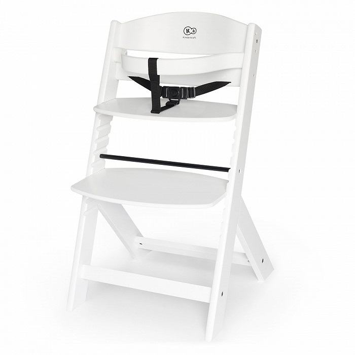 Kinderkraft Seggiolone Pappa ENOCK in Legno Bianco - Evolutivo, Multifunzionale, Altezza Regolabile, da 6 Mesi a 10 Anni