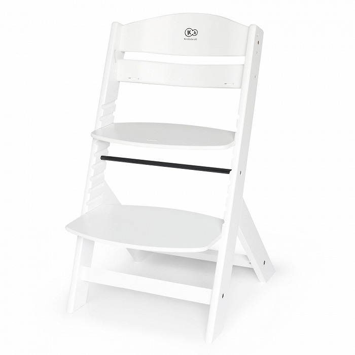 Kinderkraft Seggiolone Pappa ENOCK in Legno Bianco - Evolutivo, Multifunzionale, Altezza Regolabile, da 6 Mesi a 10 Anni