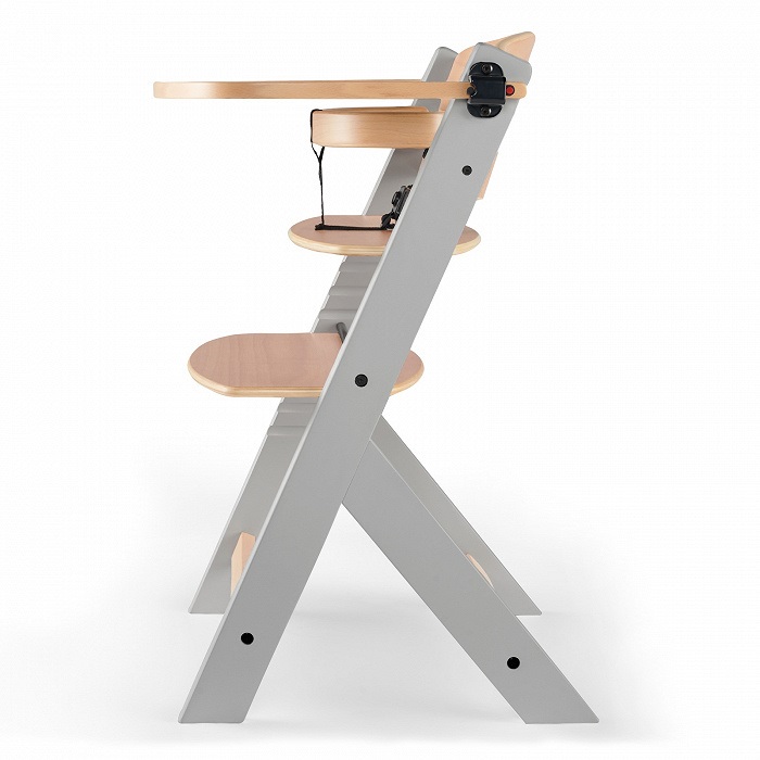 Kinderkraft Seggiolone Pappa ENOCK in Legno Grigio - Evolutivo, Multifunzionale, da 6 Mesi a 10 Anni, Sedile Regolabile e Vassoio Rimovibile