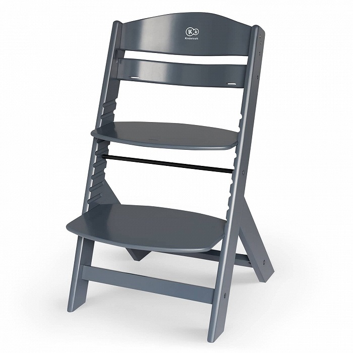 Kinderkraft Seggiolone Pappa ENOCK in Legno Grigio - Evolutivo, Multifunzionale, Altezza Regolabile, da 6 Mesi a 10 Anni