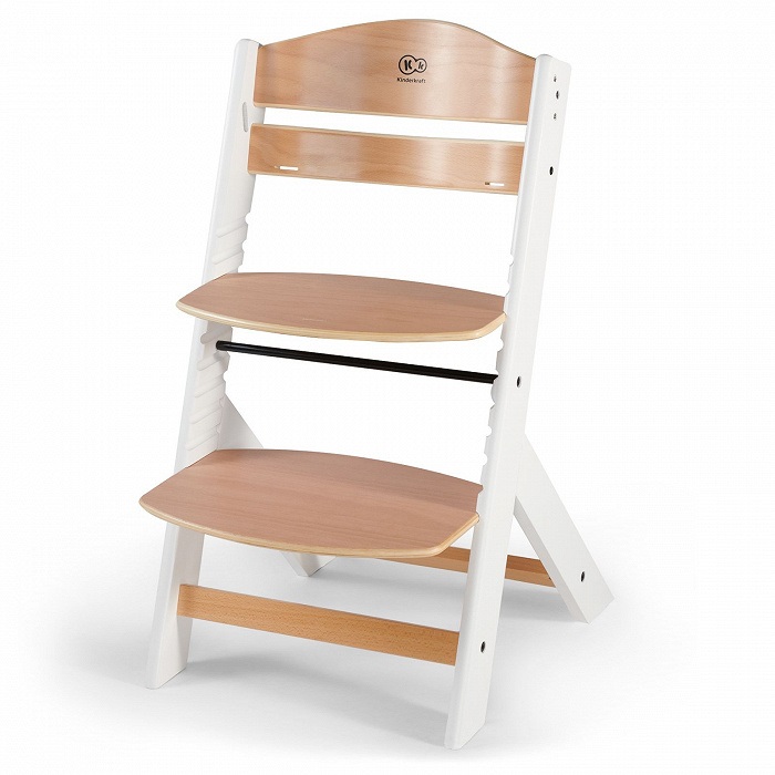 Kinderkraft ENOCK Seggiolone Pappa in Legno Bianco con Cuscino, Evolutivo e Multifunzionale, Sedia Ergonomica Altezza Regolabile, dai 6 Mesi ai 10 Anni
