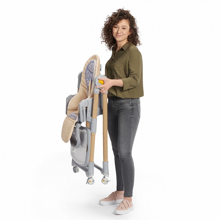 Kinderkraft LASTREE Seggiolone Pappa Reclinabile 2 in 1 con Sdraietta, Altezza Regolabile, Barra dei Giochi, Beige