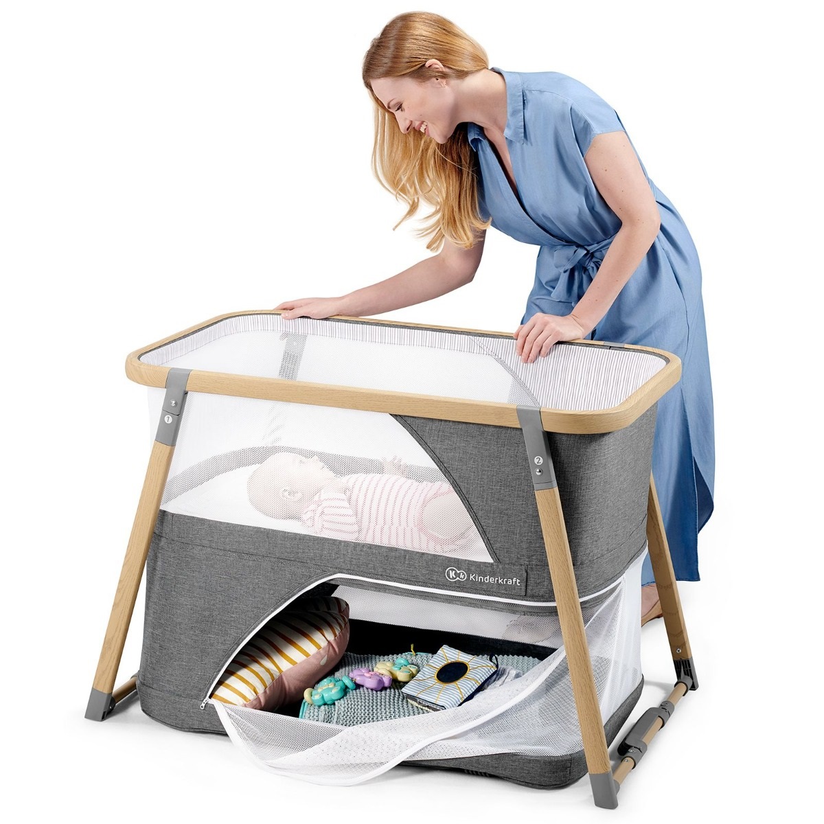 Kinderkraft Sofi Plus Lettino da Viaggio 4 in 1 Grigio - Lettino, Culla, Box, Leggero e Compatto