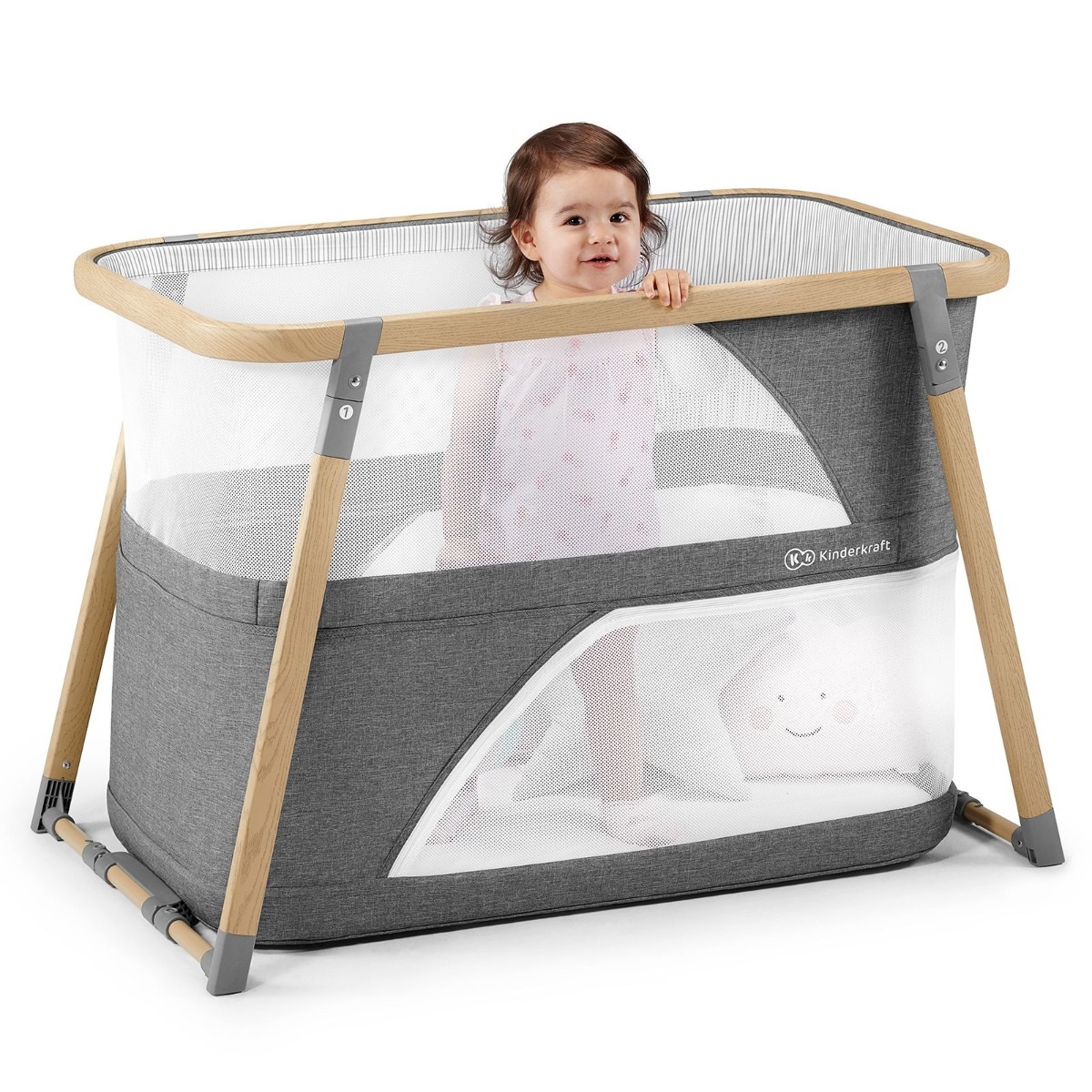 Kinderkraft Sofi Plus Lettino da Viaggio 4 in 1 Grigio - Lettino, Culla, Box, Leggero e Compatto
