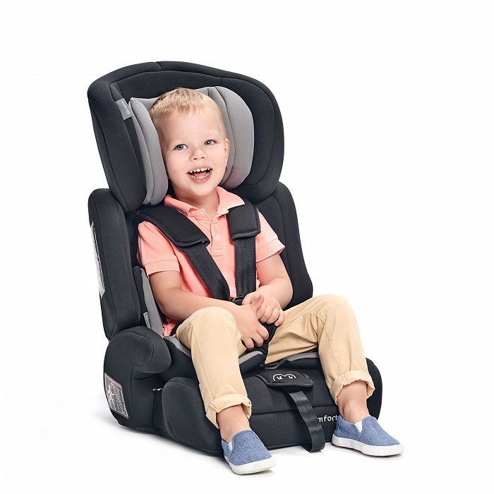 Kinderkraft COMFORT UP I-SIZE Seggiolino Auto 76-150 cm, 9-36 kg, Poggiatesta Regolabile a 11 Livelli, Seduta Spaziosa, Cinture di Sicurezza, Inserto Modulare, Gruppo 1/2/3, Nero