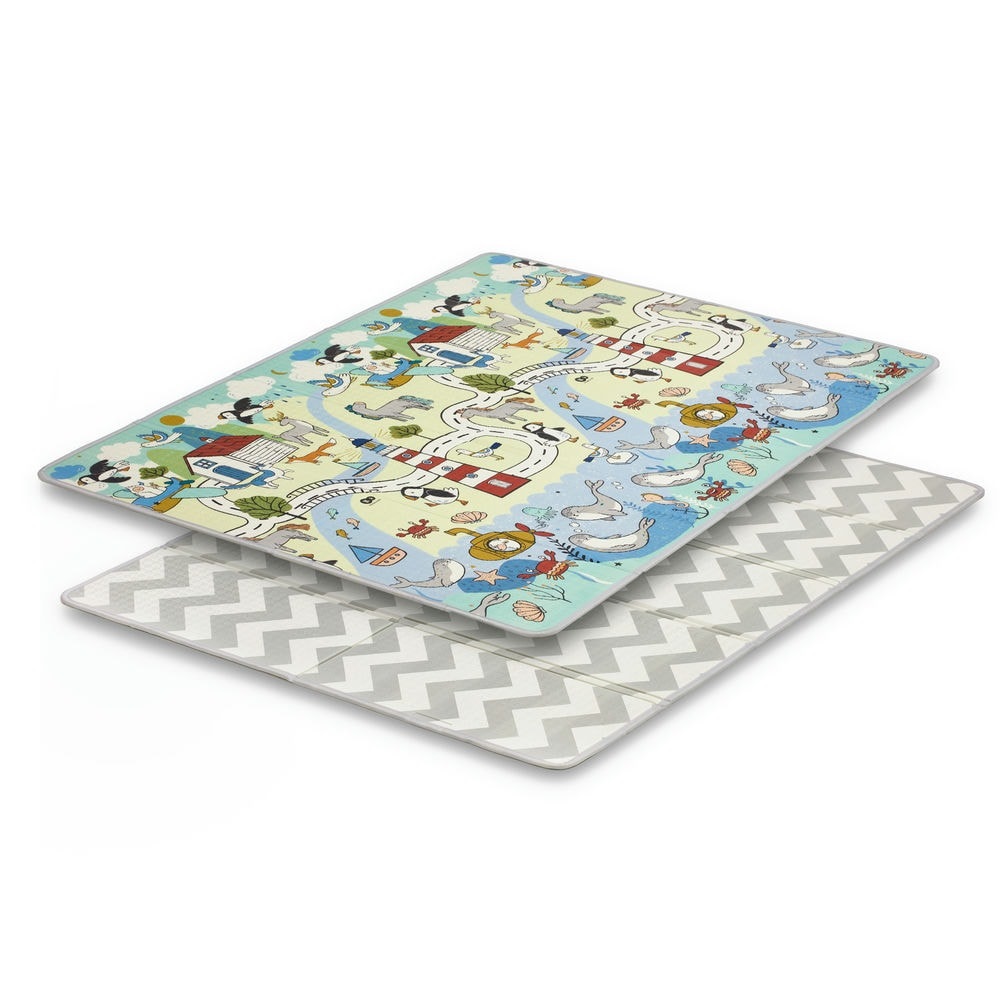 Kinderkraft Matty 2 Tappetino Gioco Reversibile in Schiuma EVA - Pieghevole, Portatile e Facile da Pulire, Dimensioni 197 x 147 cm, Borsa da Viaggio Inclusa