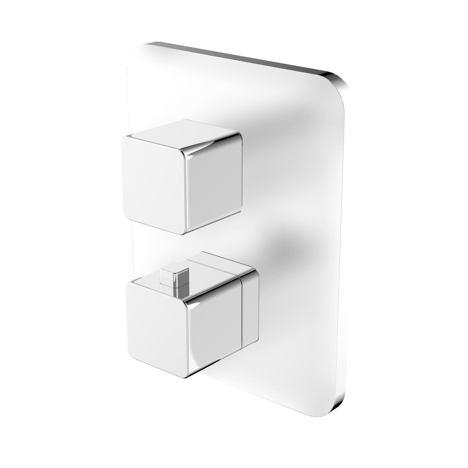 Omnires Parma PM7436CRB Rubinetto Termostatico a Scomparsa per Doccia e Vasca, Cromo/Bianco - Design Minimalista ed Elegante