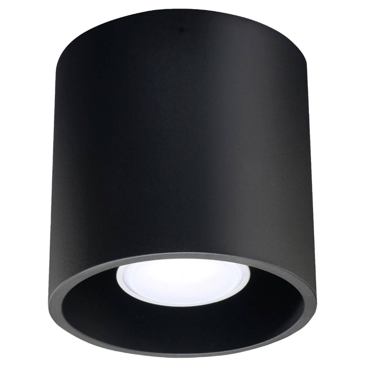 Sollux Lighting Orbis Lampada da soffitto a incasso in alluminio nero con design moderno e lampadina GU10 sostituibile