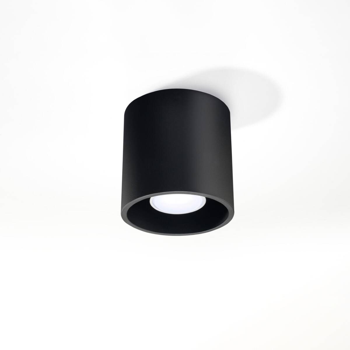 Sollux Lighting Orbis Lampada da soffitto a incasso in alluminio nero con design moderno e lampadina GU10 sostituibile