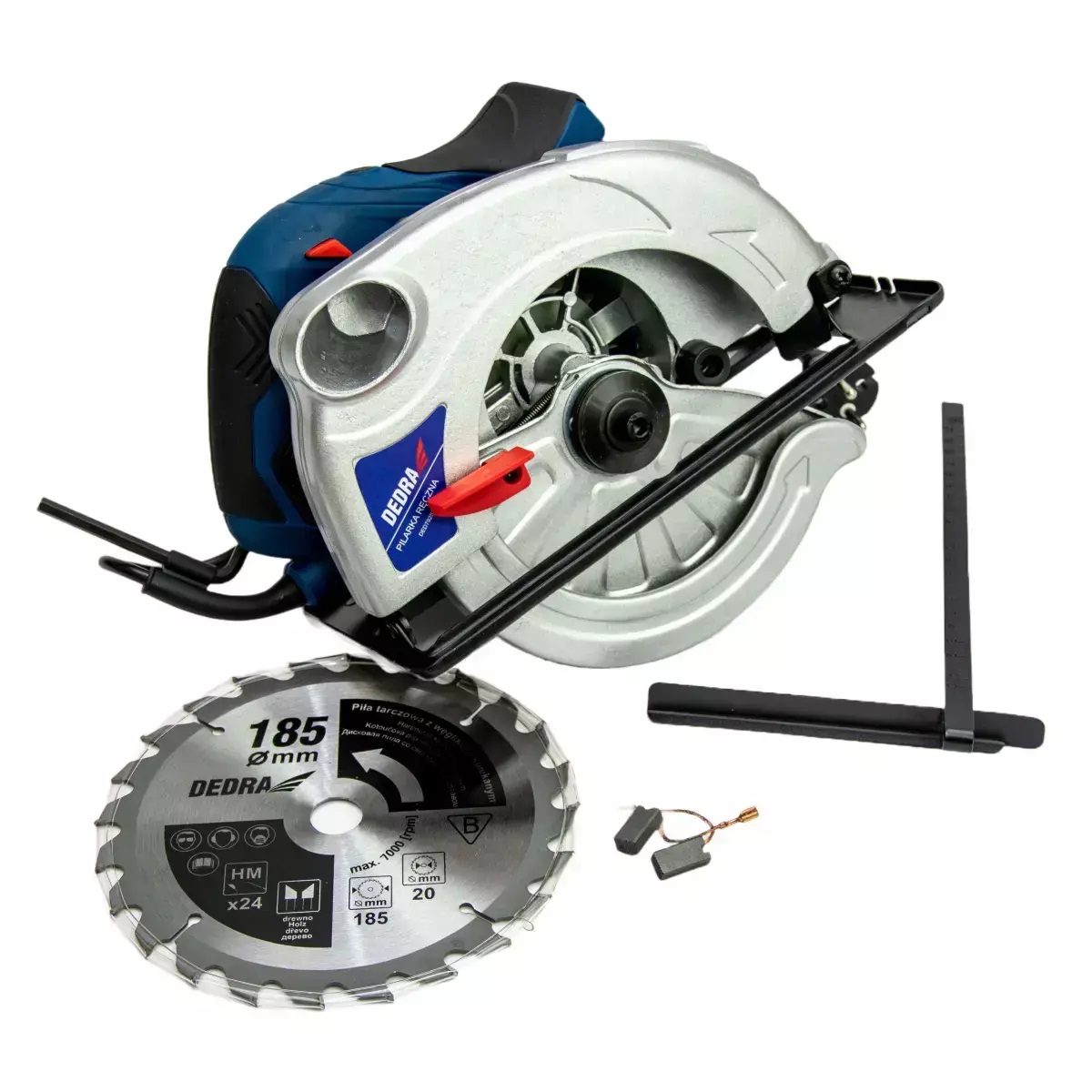 Dedra DED7925 Sega Circolare Manuale 1500W, Ø 185mm, Profondità di Taglio 66mm, Ergonomica con Impugnatura Morbida