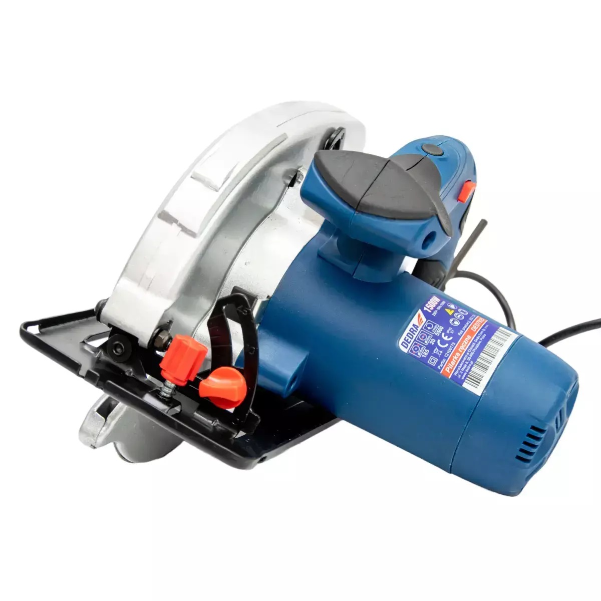 Dedra DED7925 Sega Circolare Manuale 1500W, Ø 185mm, Profondità di Taglio 66mm, Ergonomica con Impugnatura Morbida