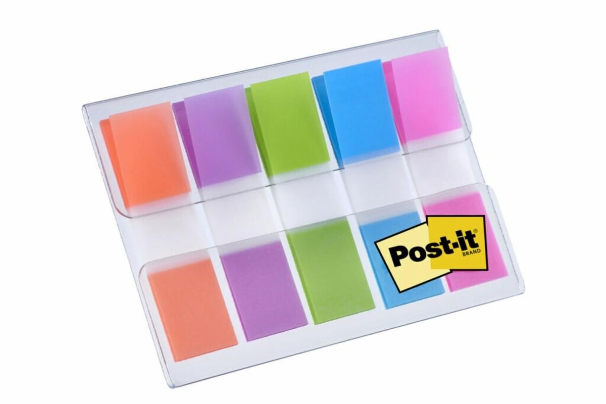 Post-it® Index Mini Segnapagina Autoadesivi - 100 Fogli, 11,9 mm x 43,2 mm, Colori Assortiti (Giallo, Blu, Verde, Arancione, Rosa)