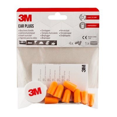 3M Inserto Auricolare 1100 Riutilizzabile Arancione con Custodia - 4 Paia in Schiuma Ipoallergenica