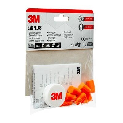 3M Inserto Auricolare 1100 Riutilizzabile Arancione con Custodia - 4 Paia in Schiuma Ipoallergenica