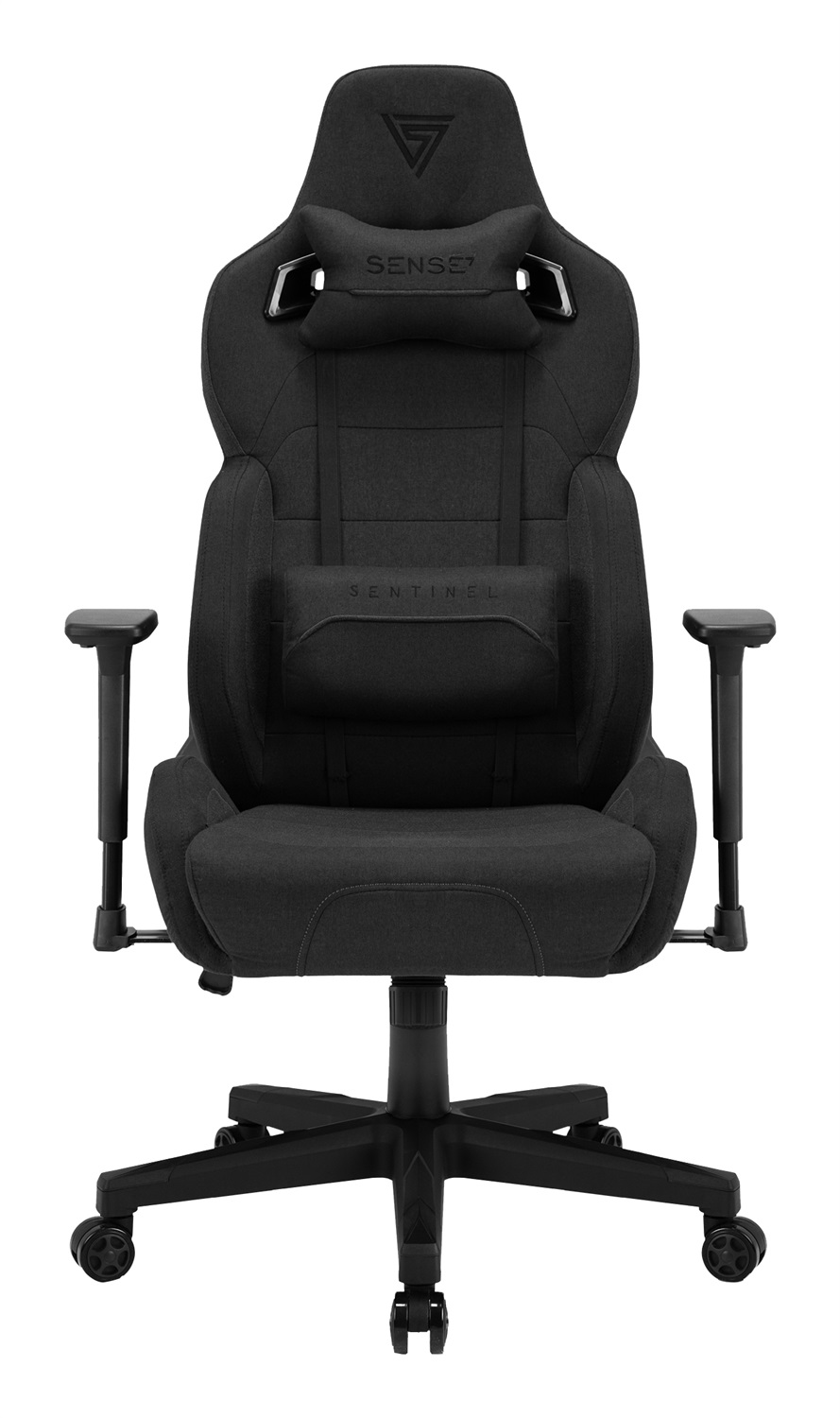 SENSE7 Sedia da gioco Sentinel - Ergonomica con braccioli 3D, inclinazione 160°, funzione dondolo, imbottitura HDE™, fino a 150 kg, nera