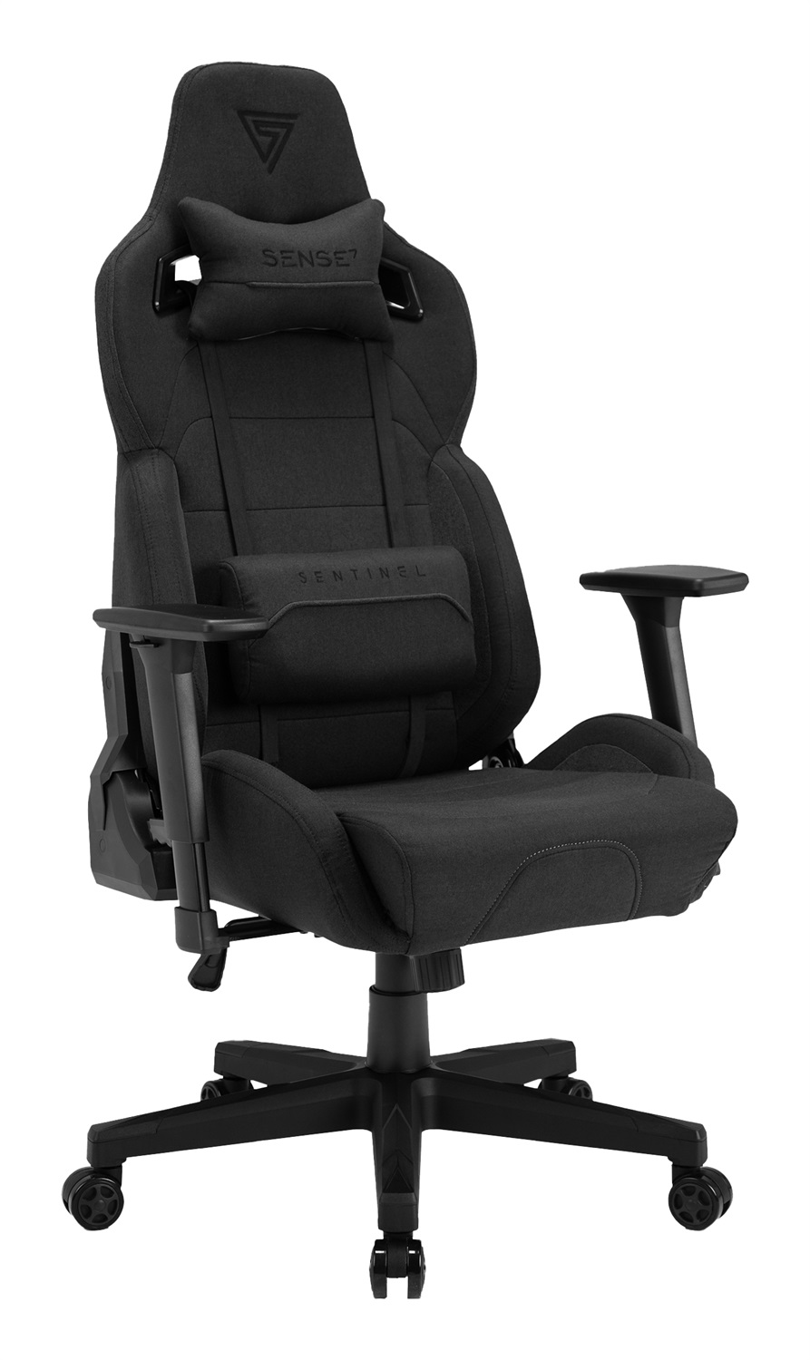SENSE7 Sedia da gioco Sentinel - Ergonomica con braccioli 3D, inclinazione 160°, funzione dondolo, imbottitura HDE™, fino a 150 kg, nera