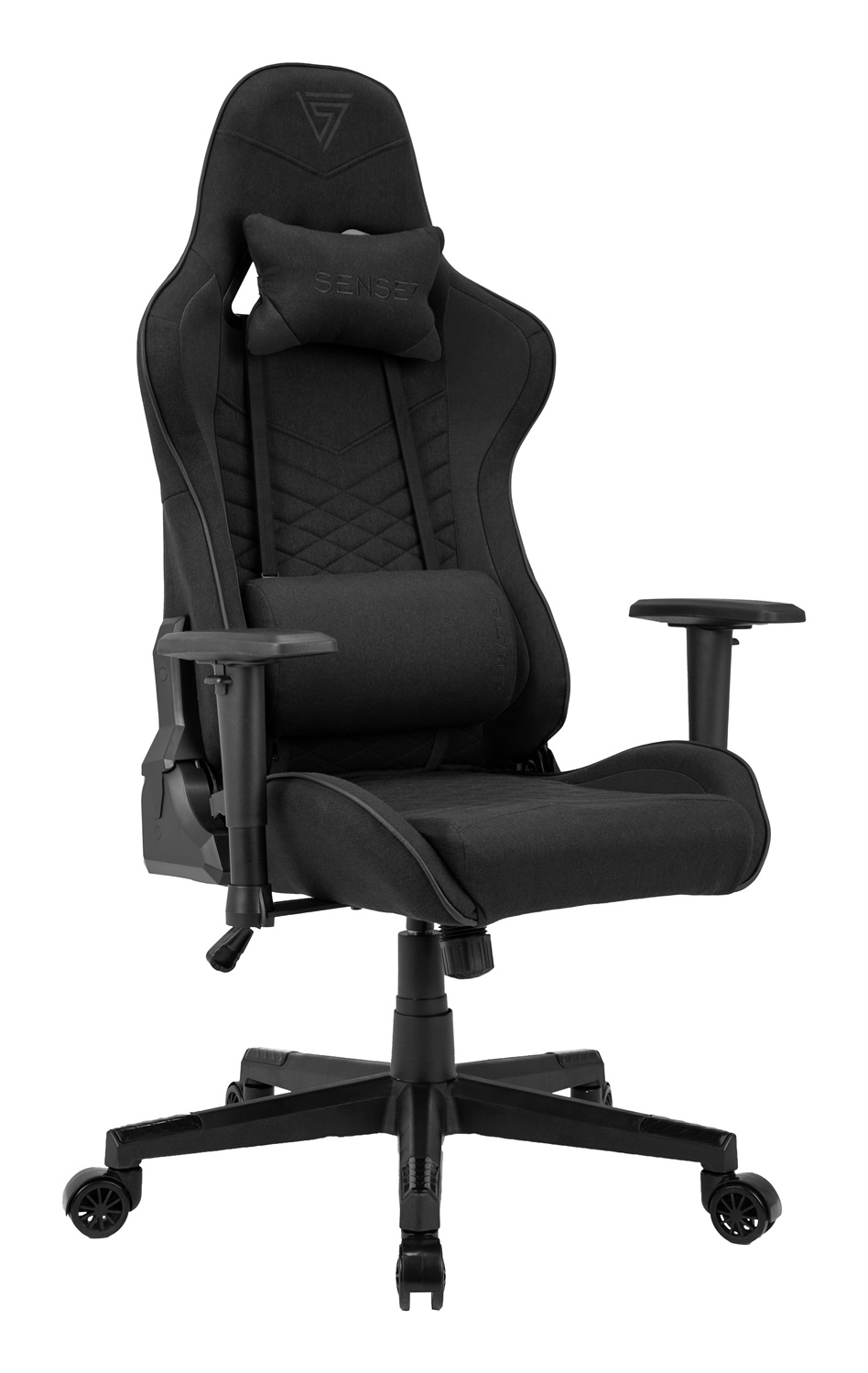 SENSE7 Poltrona da gioco Spellcaster Ergonomica con Cuscini Lombari Regolabili e Inclinazione 160° - Sedia da Ufficio in Similpelle, Capacità 150kg, Colore Nero-Rosso