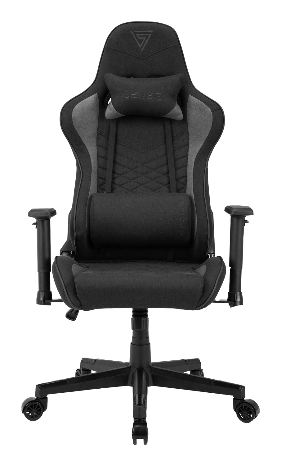 SENSE7 Sedia da Gaming Spellcaster Ergonomica in Tessuto Nero-Grigio con Braccioli 2D e Reclinazione Fino a 160°